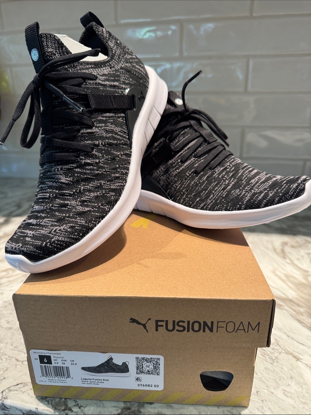 PUMA black knit golf shoe 6